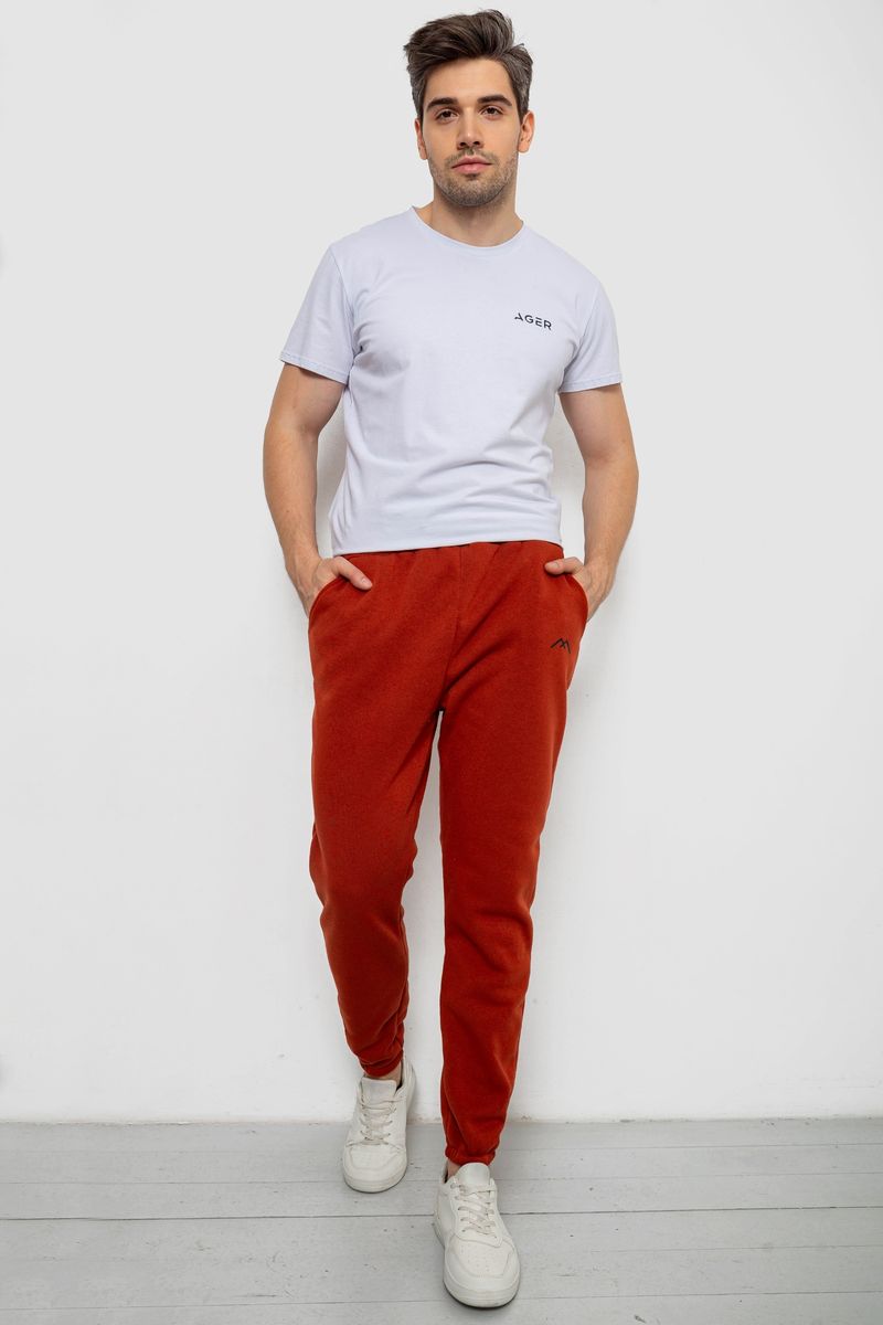 Спортивні штани чоловічі на флісі, колір теракотовий, 238R57256-1