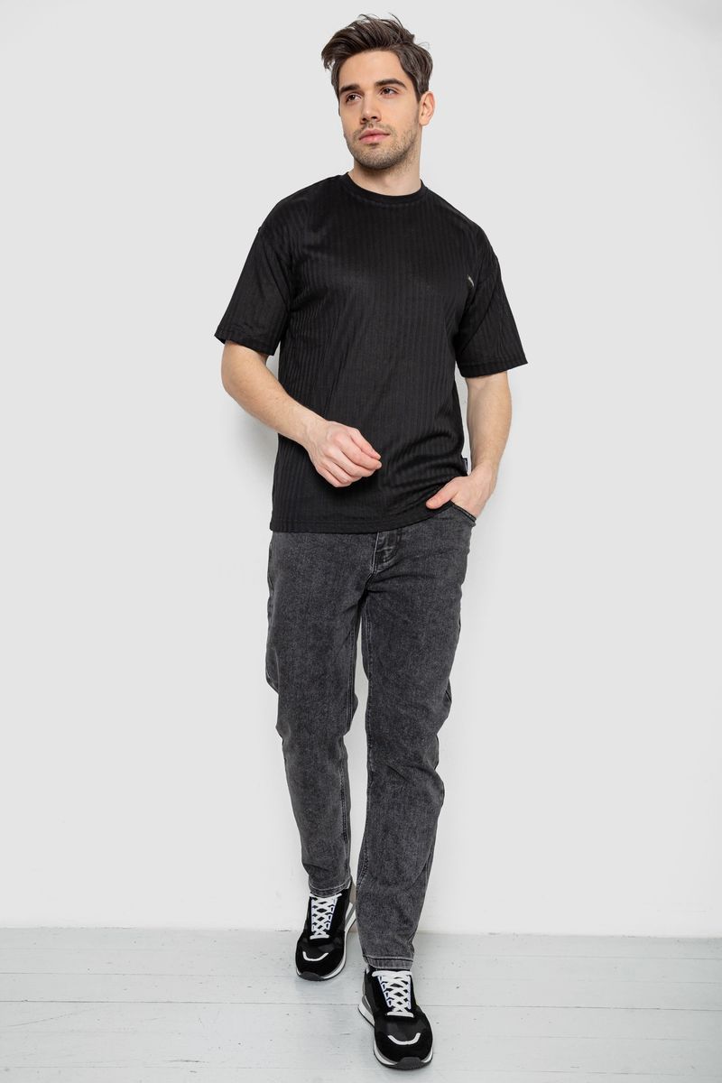 Футболка чоловіча однотонна, колір чорний, 244R3130