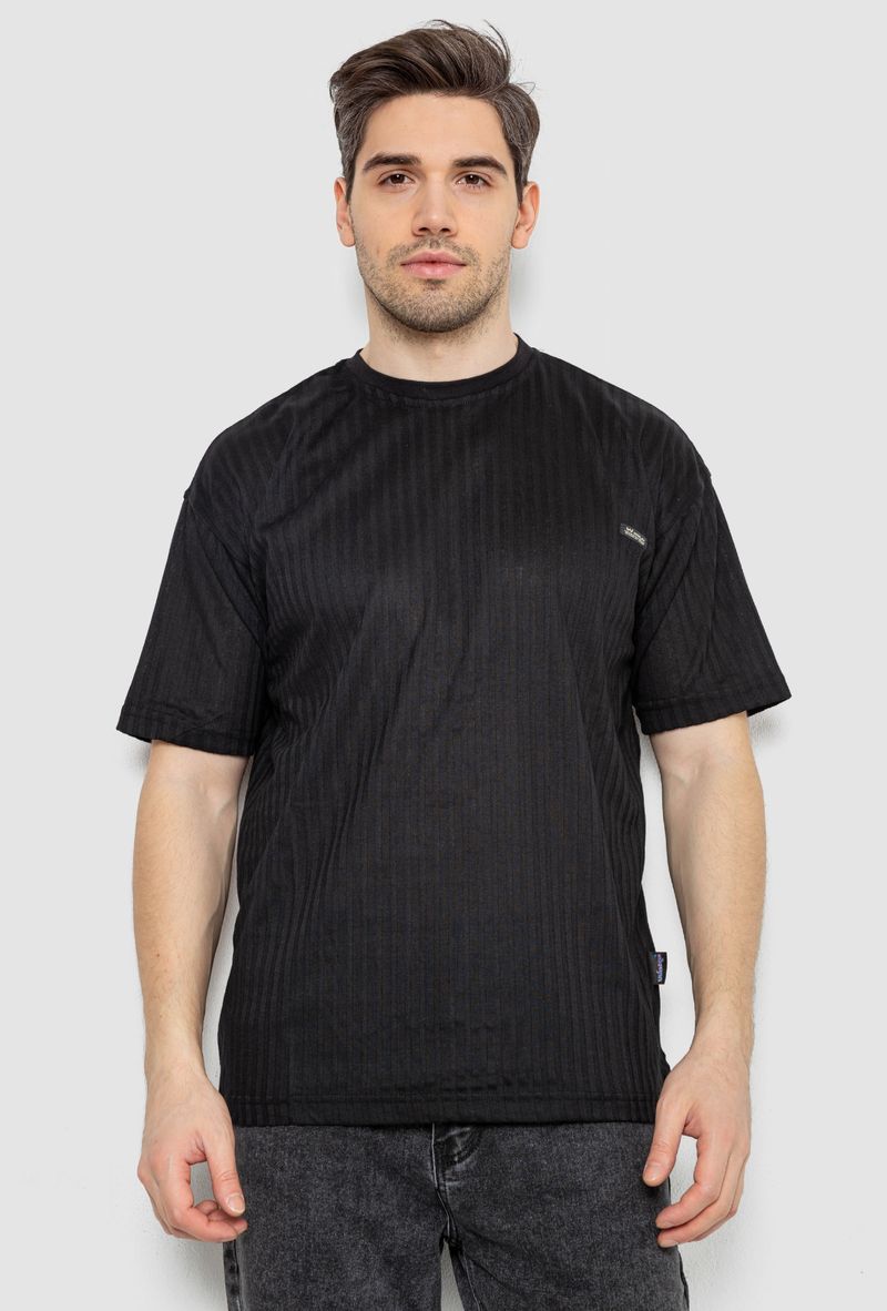 Футболка чоловіча однотонна, колір чорний, 244R3130