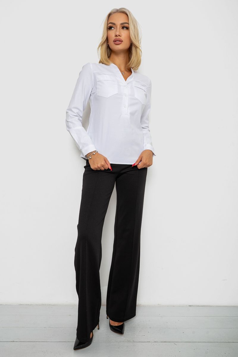 Блуза однотонна, колір білий, 230R96-12