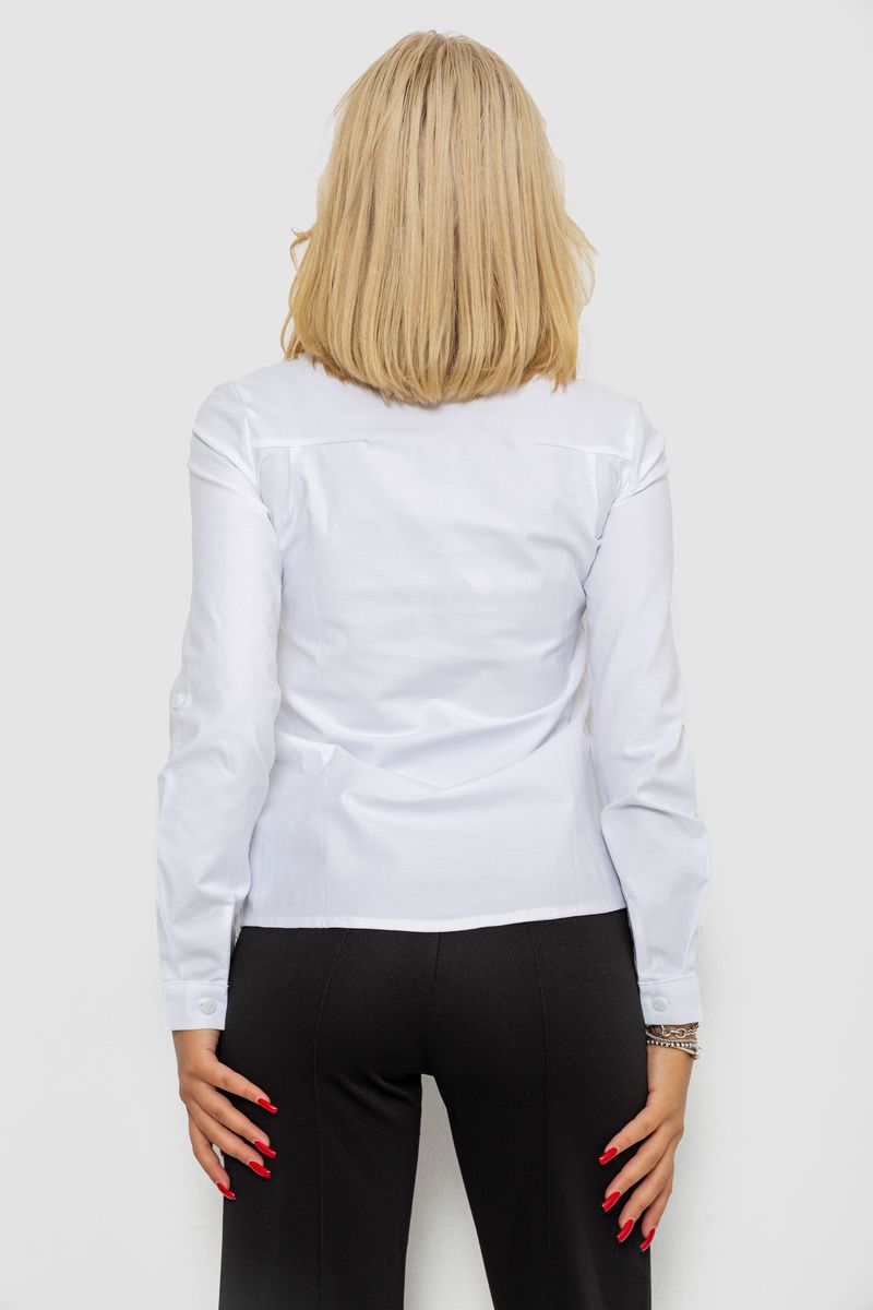 Блуза однотонна, колір білий, 230R96-12 - Зображення 4