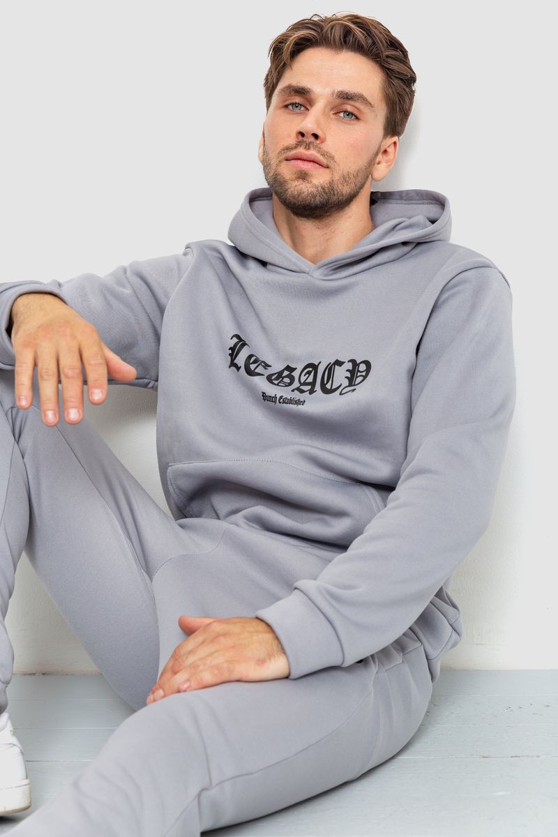 Спортивний костюм чоловічий на флісі, колір світло-сірий, 238R57046