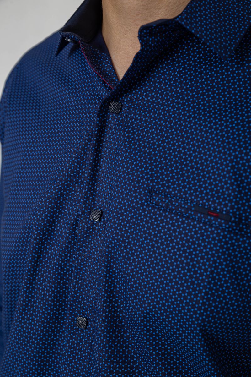 Сорочка чоловіча з принтом, колір темно-синій, 214R7402 - Зображення 5