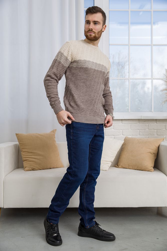 Светр чоловічий, колір молочно-бежевий, 161R677