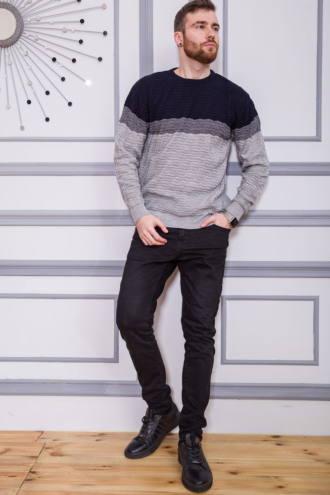 Светр чоловічий, колір синьо-сірий, 161R677