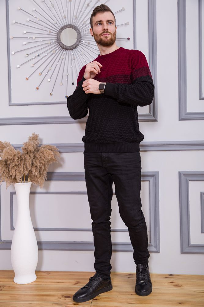 Светр чоловічий, колір бордово-чорний, 161R677