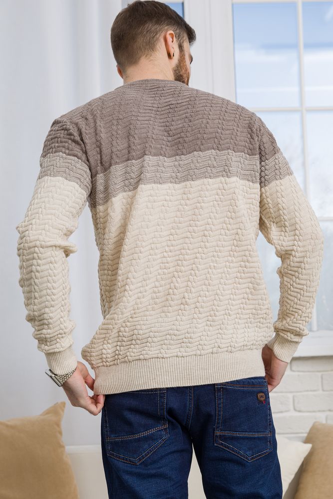 Светр чоловічий, колір бежево-молочний, 161R677 - Зображення 5