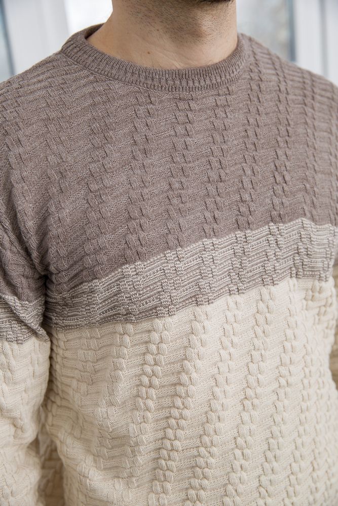 Светр чоловічий, колір бежево-молочний, 161R677 - Зображення 6