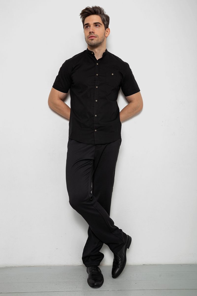 Сорочка чоловіча однотонна, колір чорний, 214R7346
