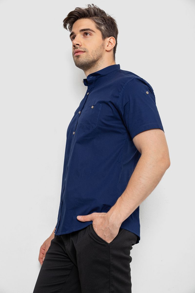 Сорочка чоловіча однотонна, колір синій, 214R7346 - Зображення 3