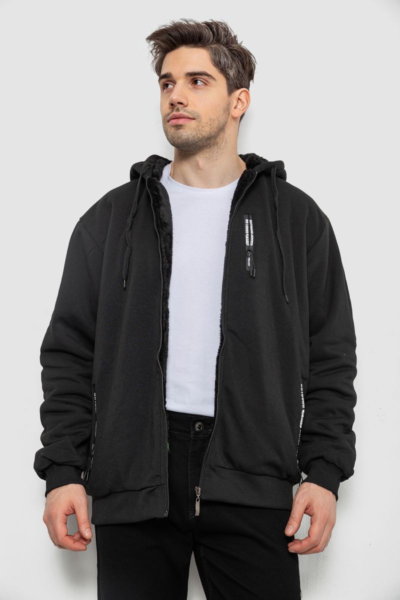 Кофта чоловіча на блискавці 44R2652, колір чорний, 244R2652