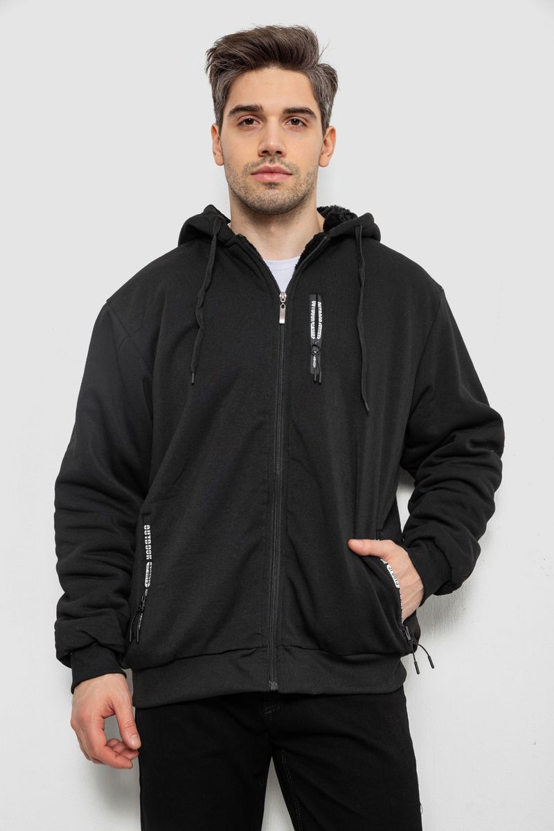 Кофта чоловіча на блискавці 44R2652, колір чорний, 244R2652