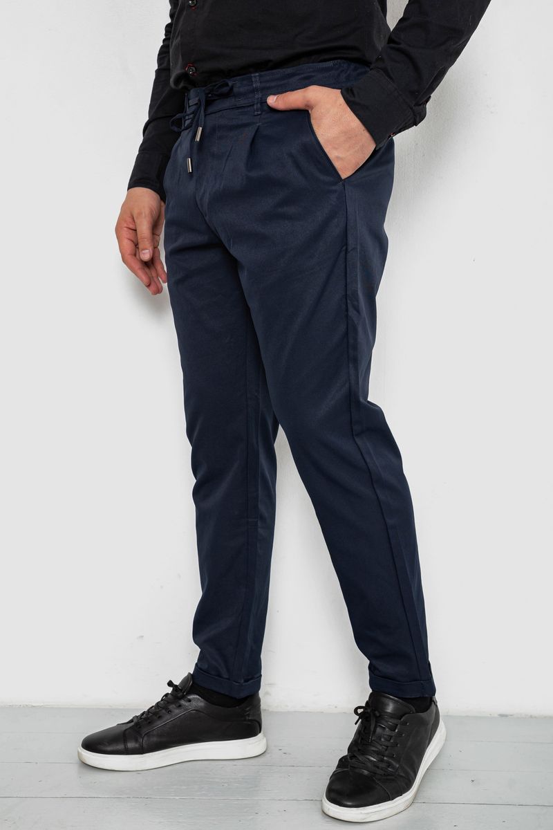Штани чоловічі класичні однотонні, колір синій, 157RU02-015