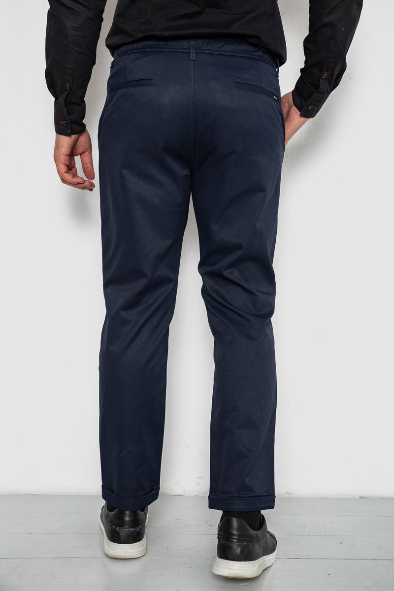 Штани чоловічі класичні однотонні, колір синій, 157RU02-015 - Зображення 3