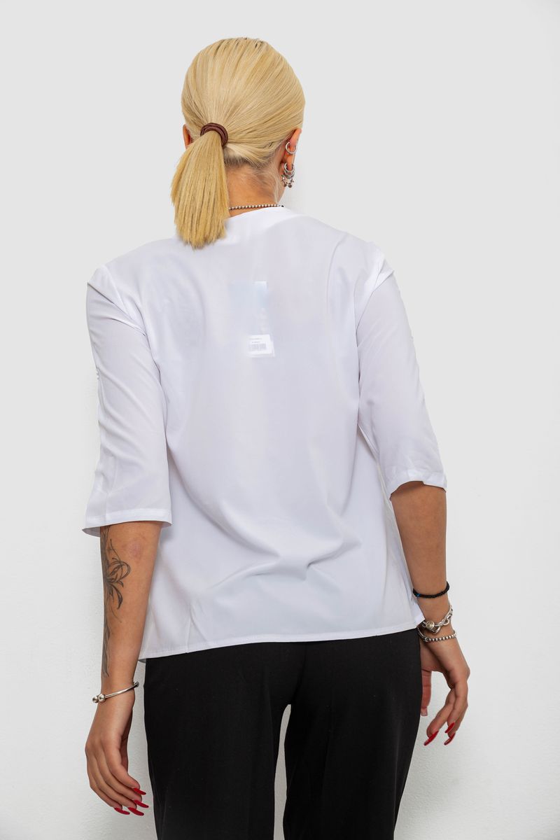 Блуза однотонна, колір білий, 230R71-1 - Зображення 4