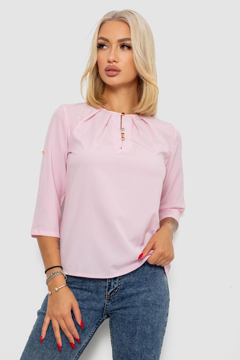Блуза однотонна, колір рожевий, 230R1121-1