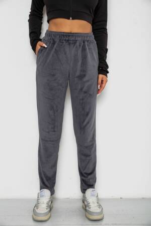 Спортивні штани велюрові жіночі на флісі, колір сірий, 238R350