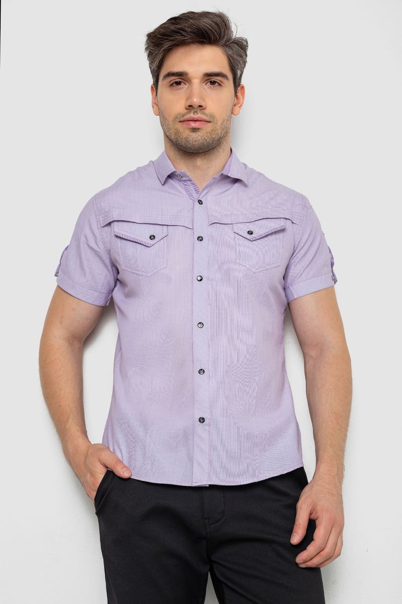Сорочка чоловіча з коротким рукавом, колір бузковий, 214R3121