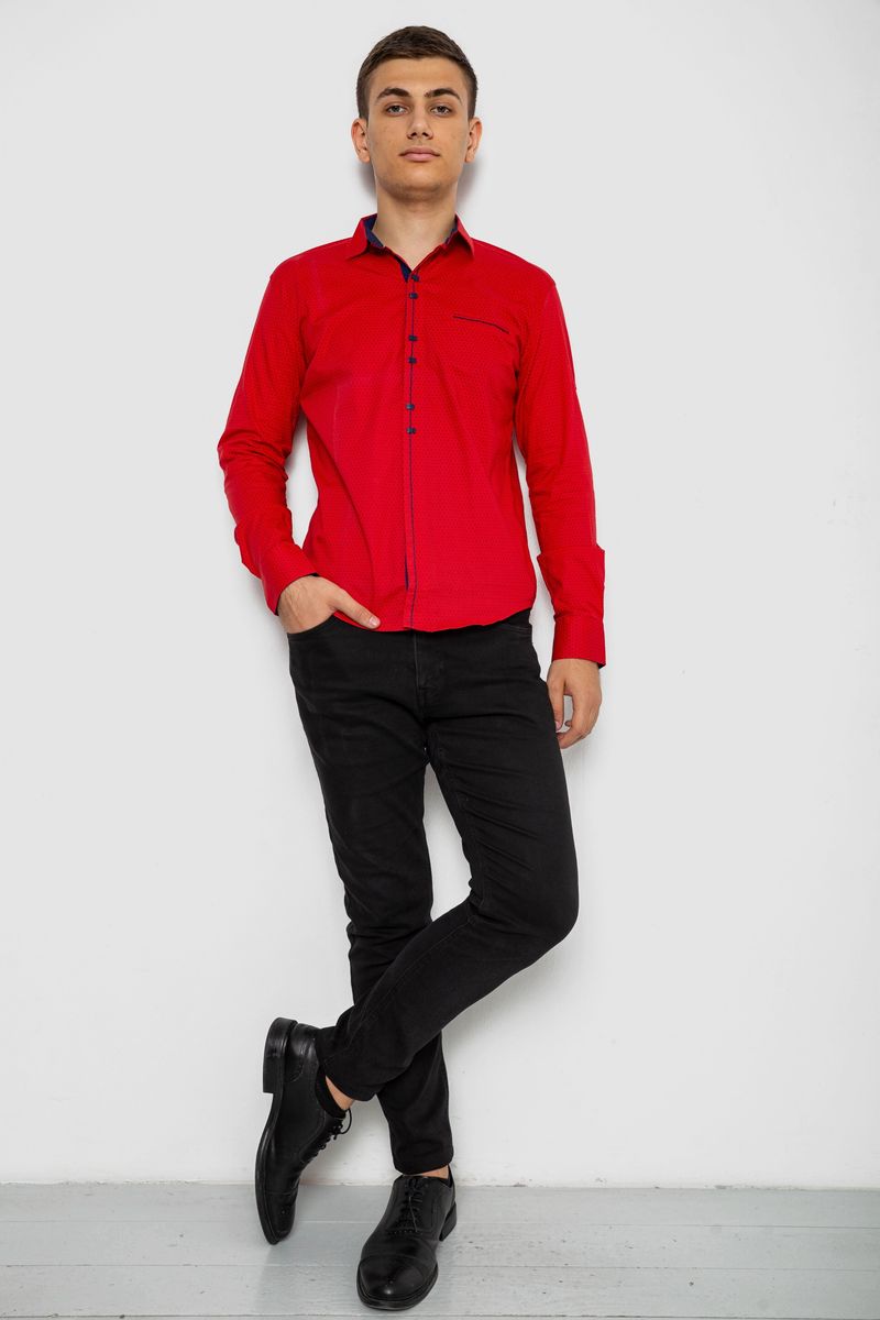 Сорочка чоловіча з принтом, колір червоний, 214R7034