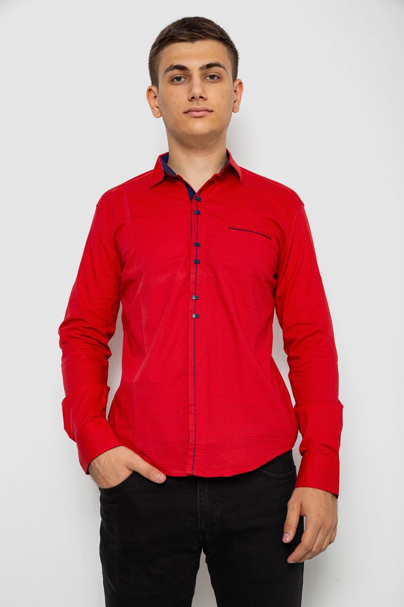 Сорочка чоловіча з принтом, колір червоний, 214R7034