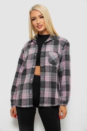 Сорочка жіноча в клітинку, колір сірий, 244R1070-2