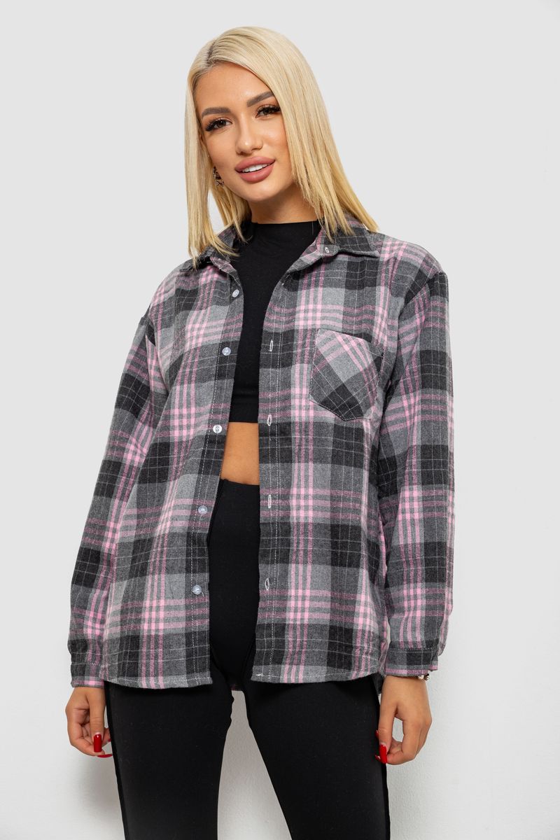 Сорочка жіноча в клітинку, колір сірий, 244R1070-2 - Зображення 2