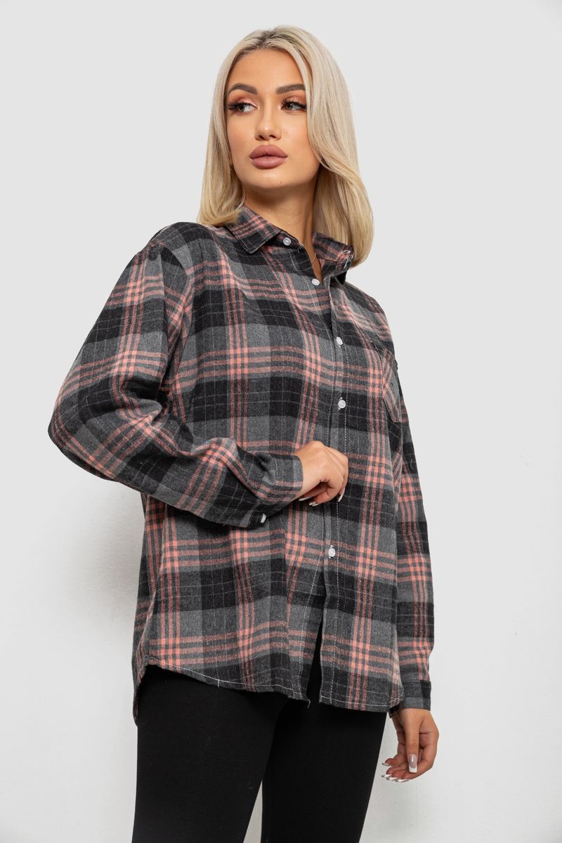 Сорочка жіноча в клітинку, колір темно-сірий, 244R1070-2 - Зображення 3