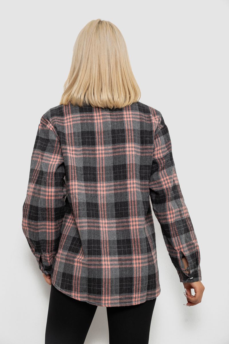 Сорочка жіноча в клітинку, колір темно-сірий, 244R1070-2 - Зображення 4