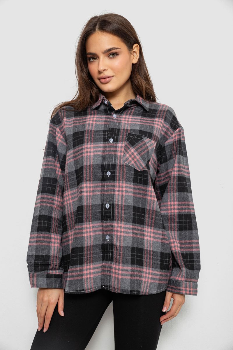 Сорочка жіноча в клітинку, колір сіро-чорний, 244R1070-2