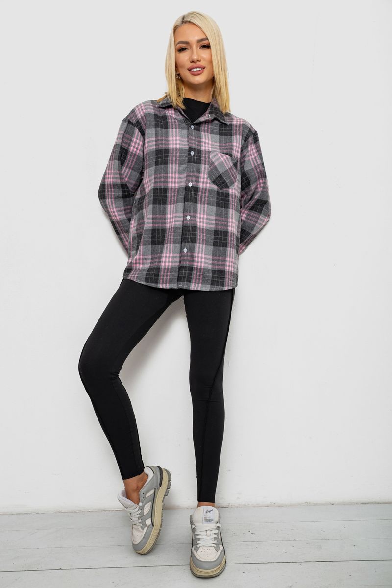 Сорочка жіноча в клітинку, колір сірий, 244R1070-2 - Зображення 3