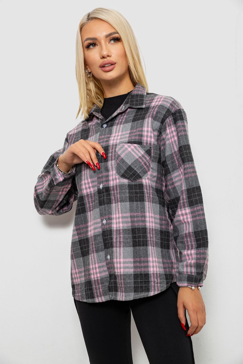 Сорочка жіноча в клітинку, колір сірий, 244R1070-2 - Зображення 4