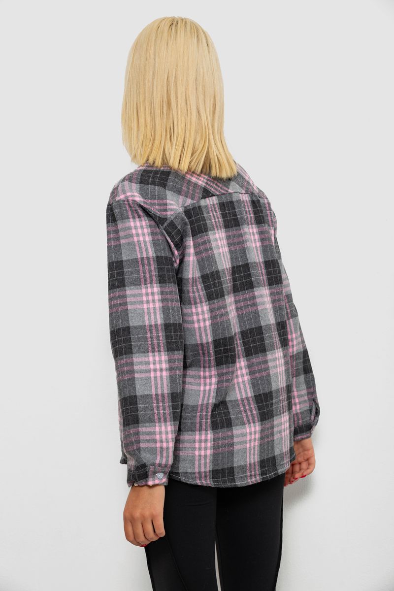 Сорочка жіноча в клітинку, колір сірий, 244R1070-2 - Зображення 5