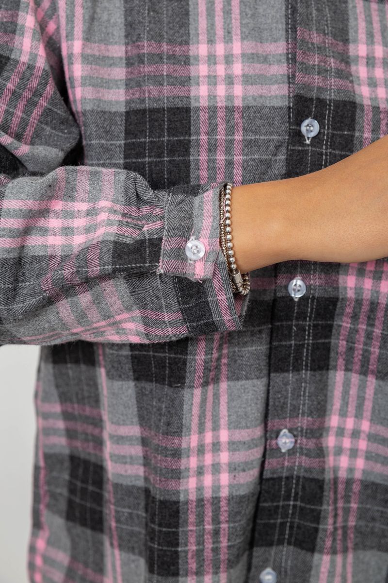 Сорочка жіноча в клітинку, колір сірий, 244R1070-2 - Зображення 7