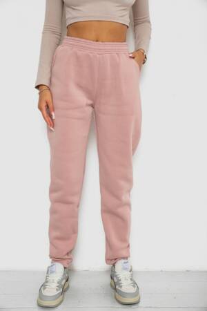 Спортивні штани жіночі на флісі, колір пудровий, 238R57828