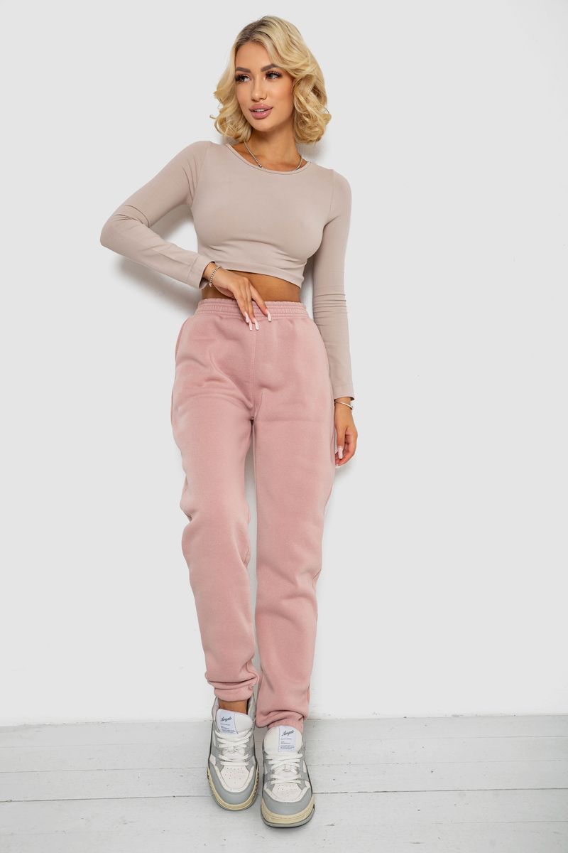 Спортивні штани жіночі на флісі, колір пудровий, 238R57828