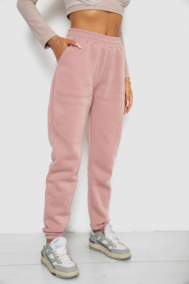 Спортивні штани жіночі на флісі, колір пудровий, 238R57828 - Зображення 3