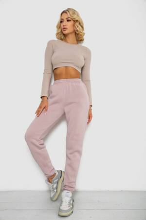 Спортивні штани жіночі на флісі, колір світло-пудровий, 238R57828