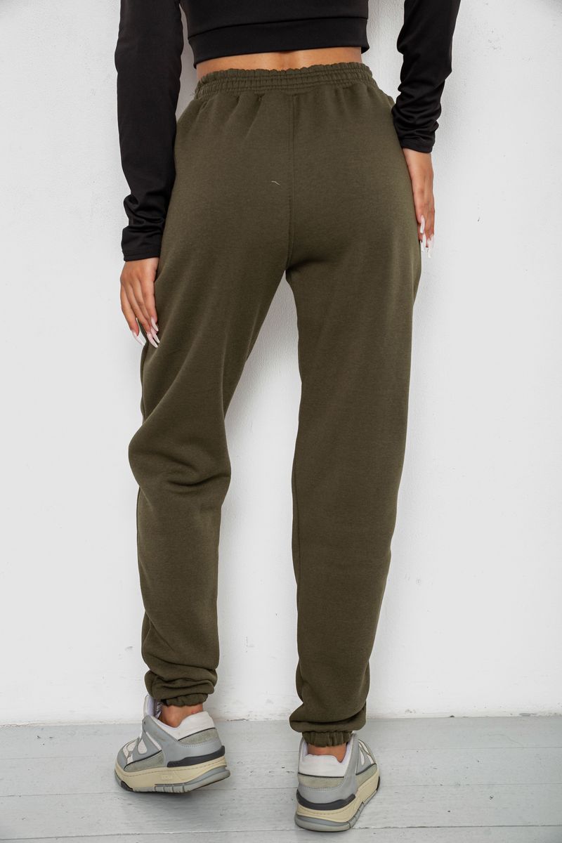 Спортивні штани жіночі на флісі, колір хакі, 238R57828 - Зображення 4