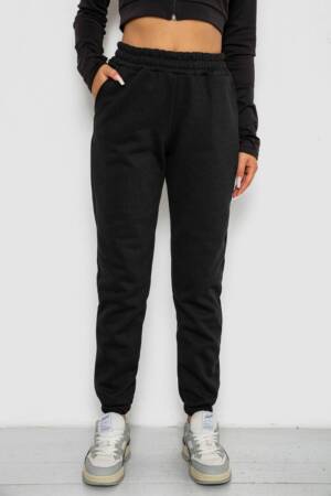 Спортивні штани жіночі на флісі, колір чорний, 238R57828