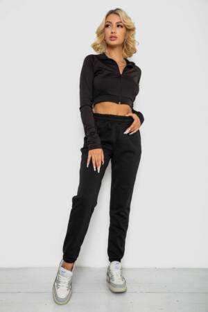 Спортивні штани жіночі на флісі, колір чорний, 238R57828