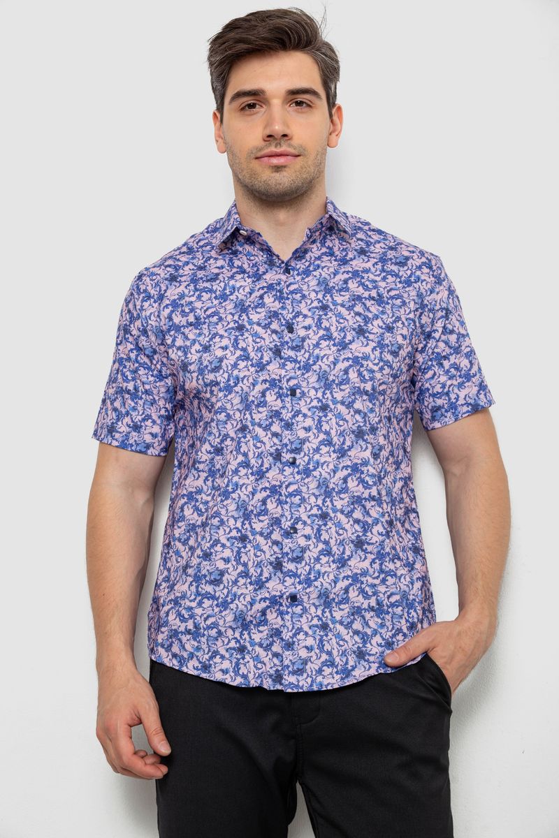 Сорочка чоловіча з принтом, колір бузковий, 214R7341