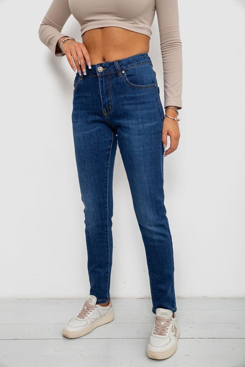 Джинси жіночі на флісі, колір синій, 244RVE952 - Зображення 3