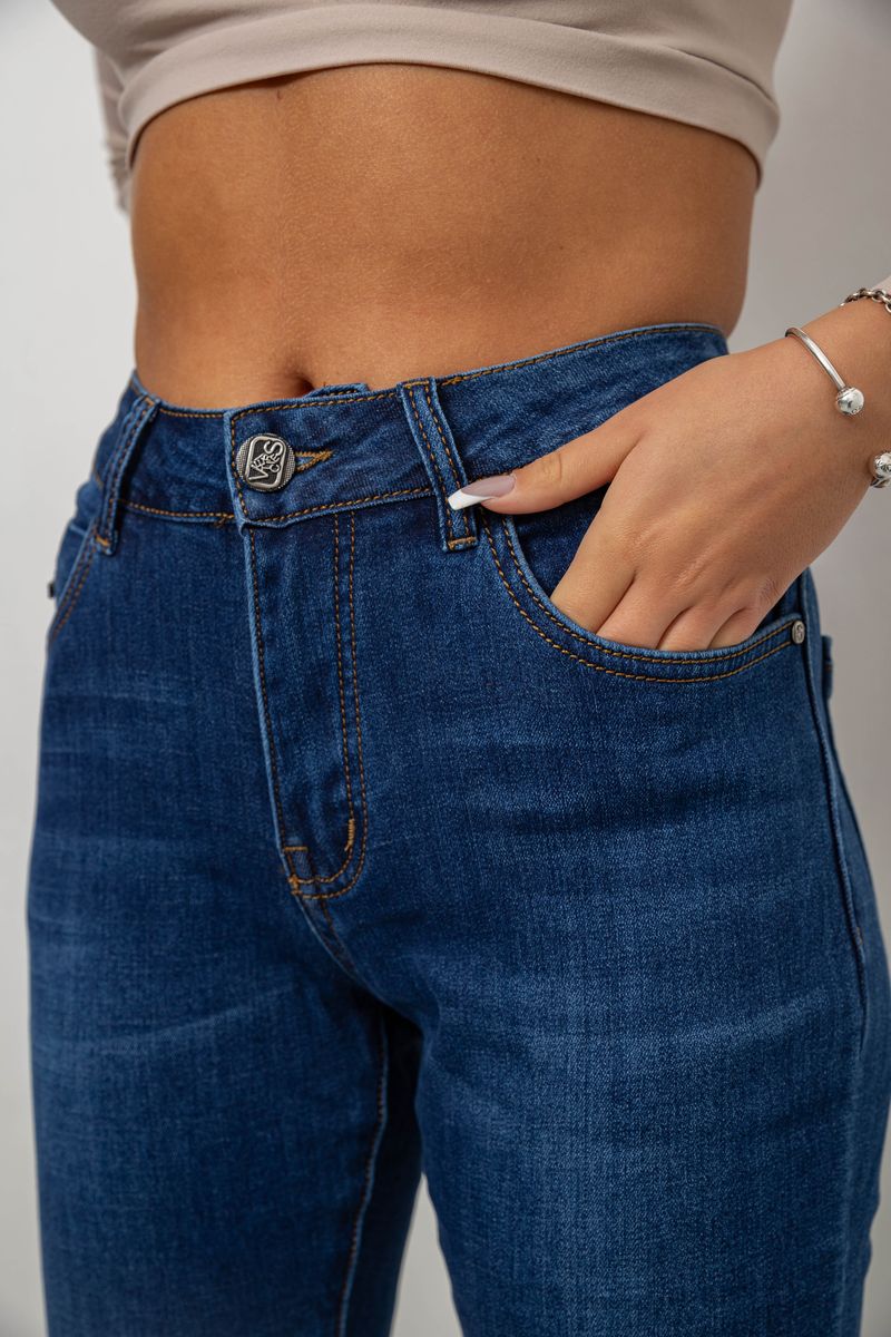 Джинси жіночі на флісі, колір синій, 244RVE952 - Зображення 5