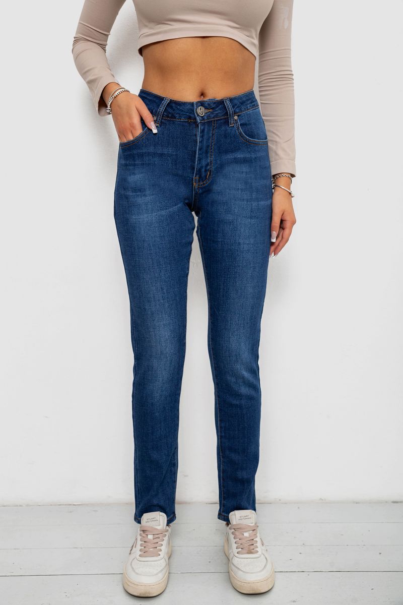 Джинси жіночі на флісі, колір синій, 244RVE952