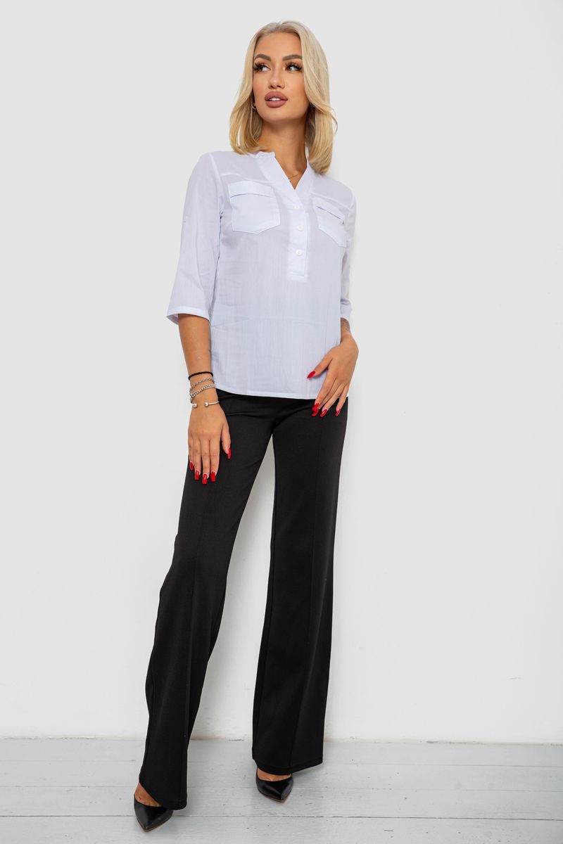 Блуза однотонна, колір білий, 230RP-96-1