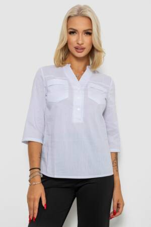 Блуза однотонна, колір білий, 230RP-96-1