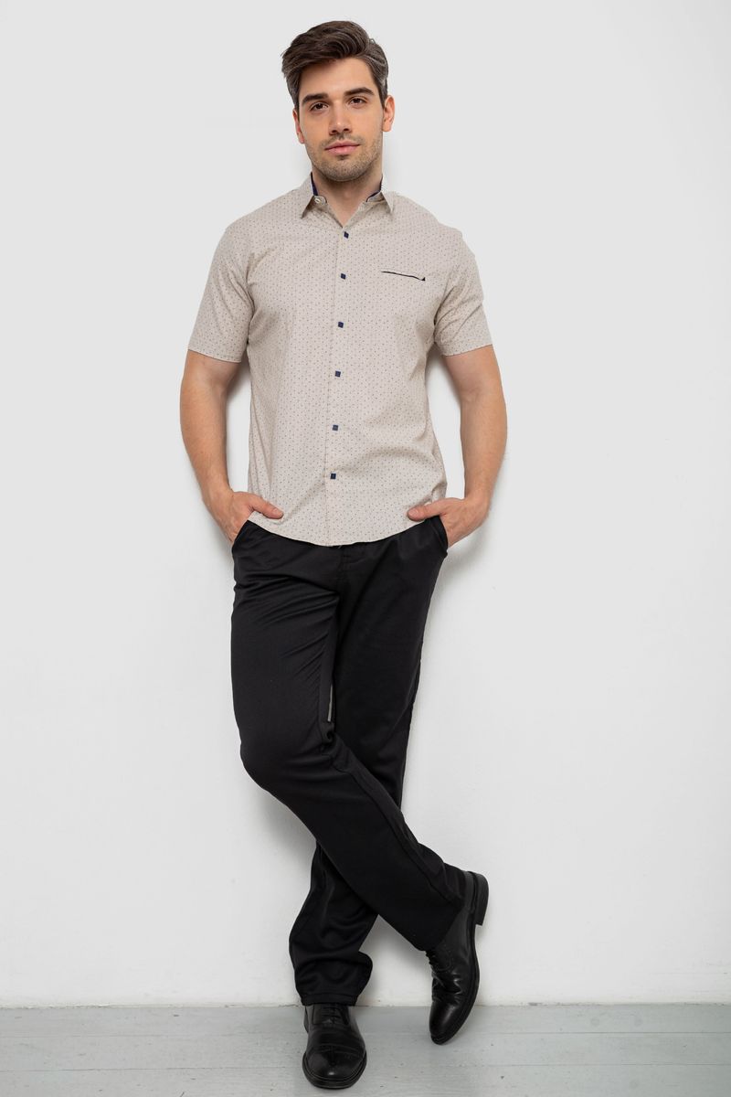 Сорочка чоловіча з принтом, колір бежевий, 214R7332