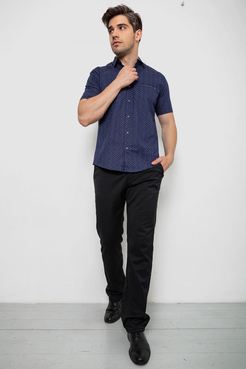 Сорочка чоловіча з принтом, колір темно-синій, 214R7332