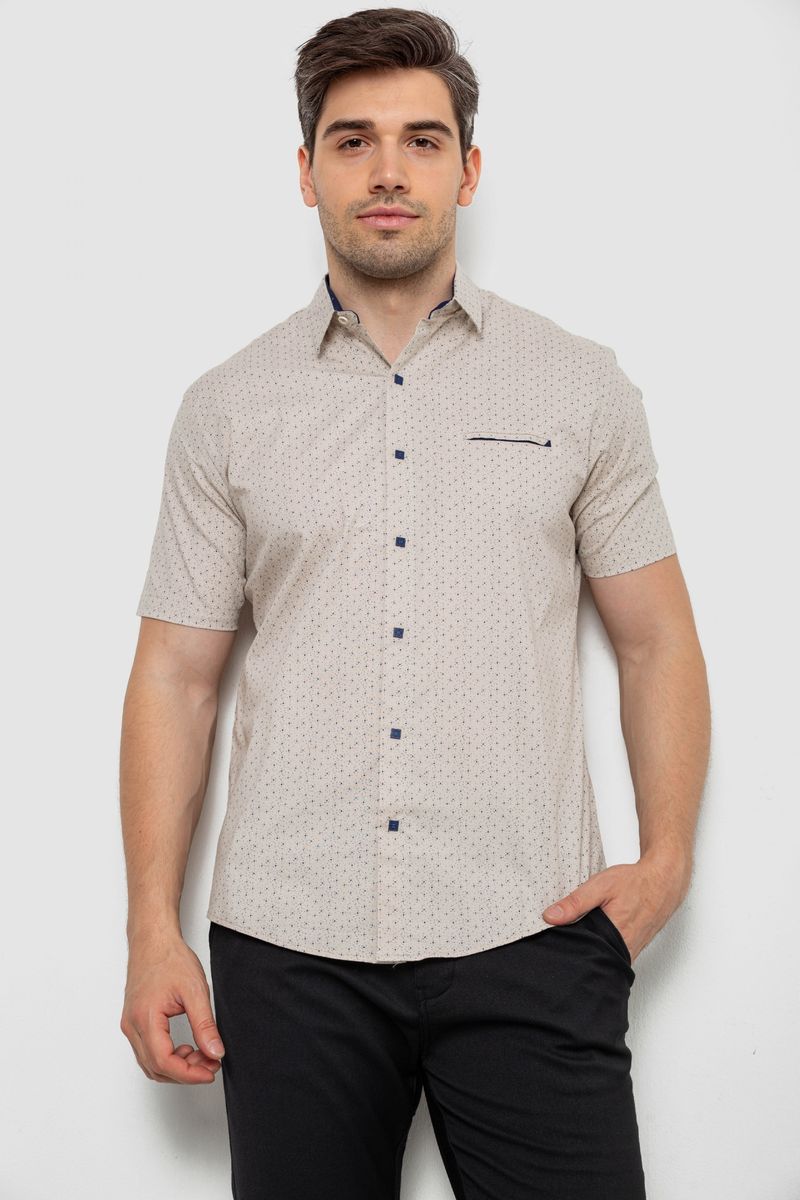 Сорочка чоловіча з принтом, колір бежевий, 214R7332