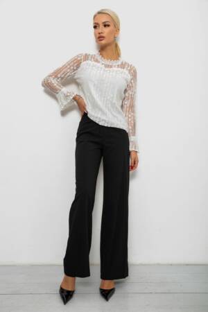 Блуза жіноча класична гіпюрова, колір молочний, 204R156